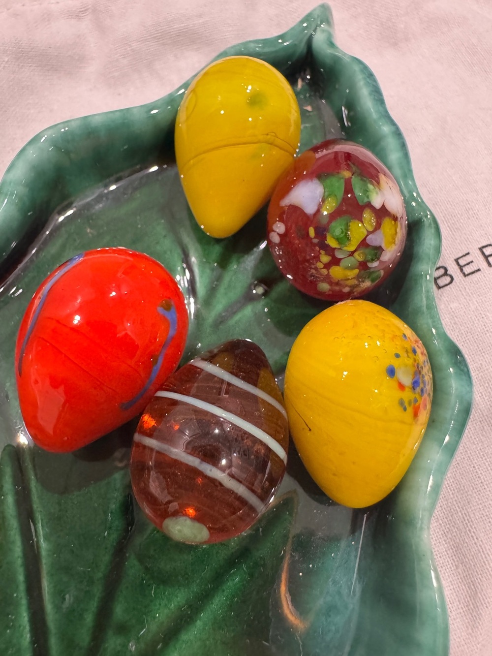 Set of 5 Lampwork Mini Hand Blown Art Glass Eggs